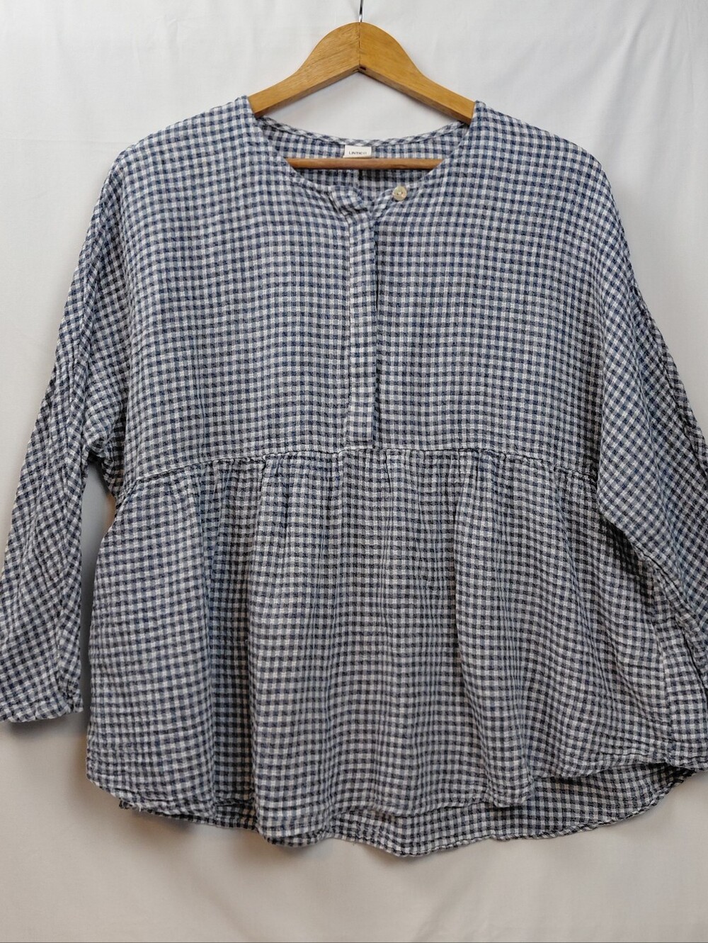 Lintico Linen Cotton Blend Gingham Top Size X Large